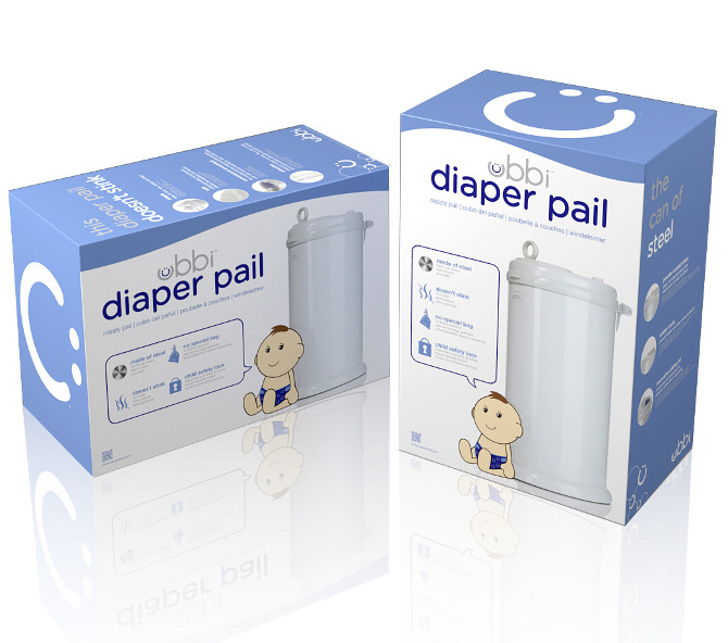 Ubbi diaper pail Packaging design jenn